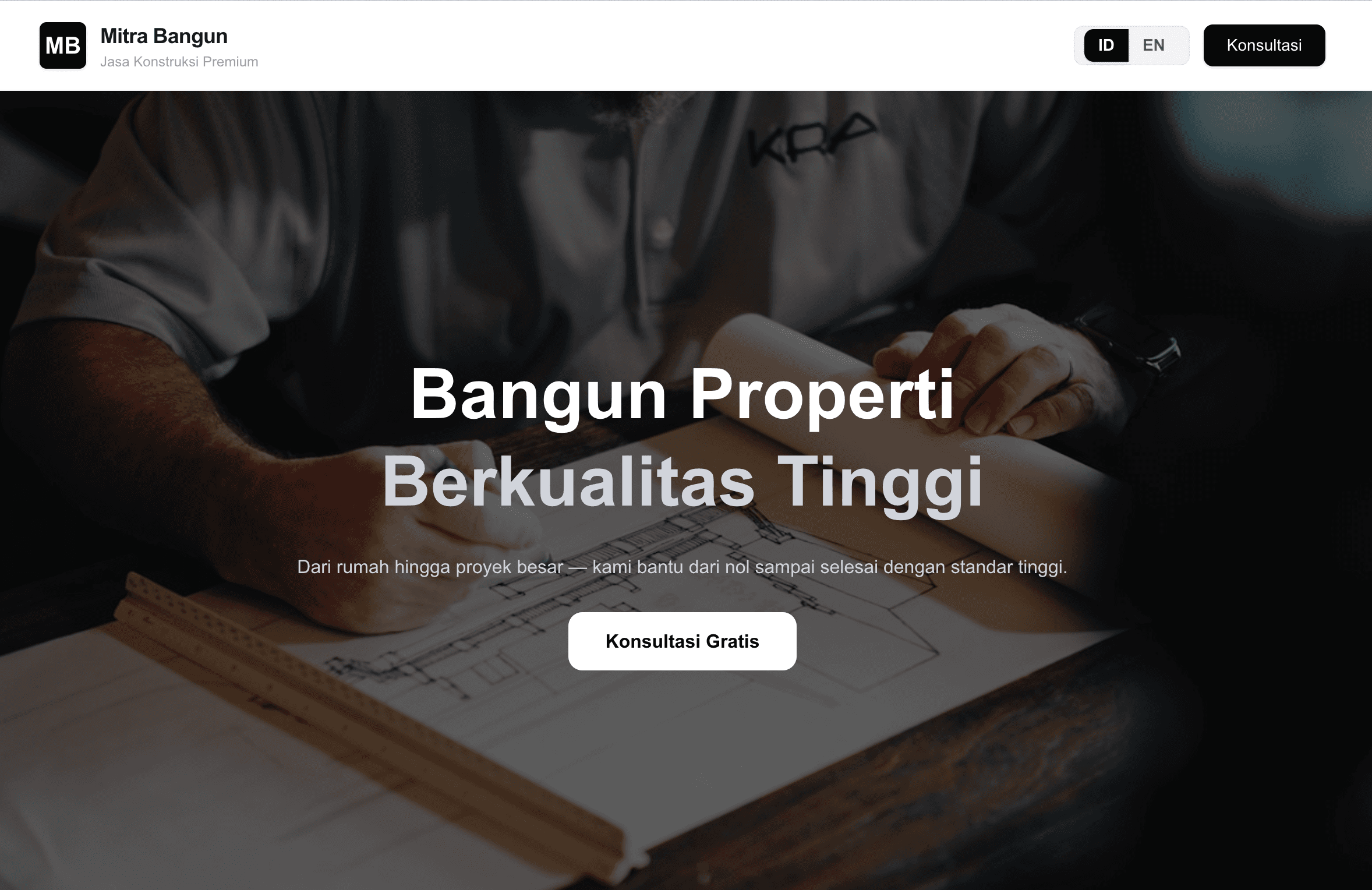 Contoh website jasa konstruksi dan kontraktor profesional